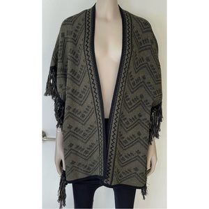 The Limited Green & Black Fringe Cardigan